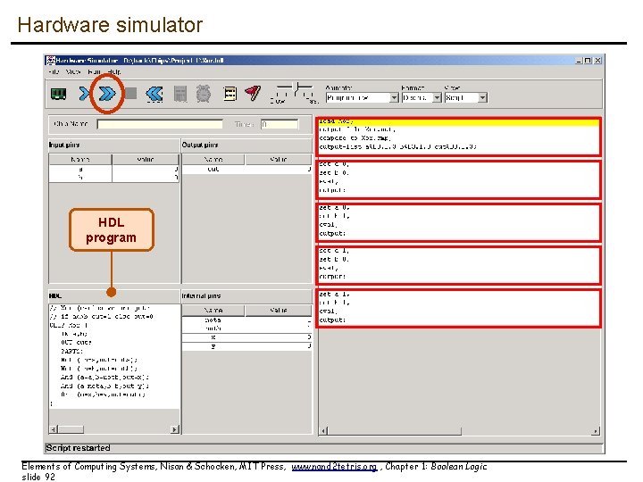 Hardware simulator HDL program Elements of Computing Systems, Nisan & Schocken, MIT Press, www. Hardware simulator HDL program Elements of Computing Systems, Nisan & Schocken, MIT Press, www.