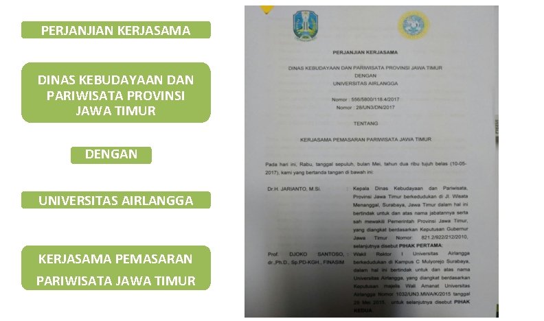 PERJANJIAN KERJASAMA DINAS KEBUDAYAAN DAN PARIWISATA PROVINSI JAWA TIMUR DENGAN UNIVERSITAS AIRLANGGA KERJASAMA PEMASARAN