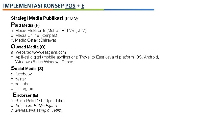 IMPLEMENTASI KONSEP POS + E Strategi Media Publikasi (P O S) Paid Media (P)