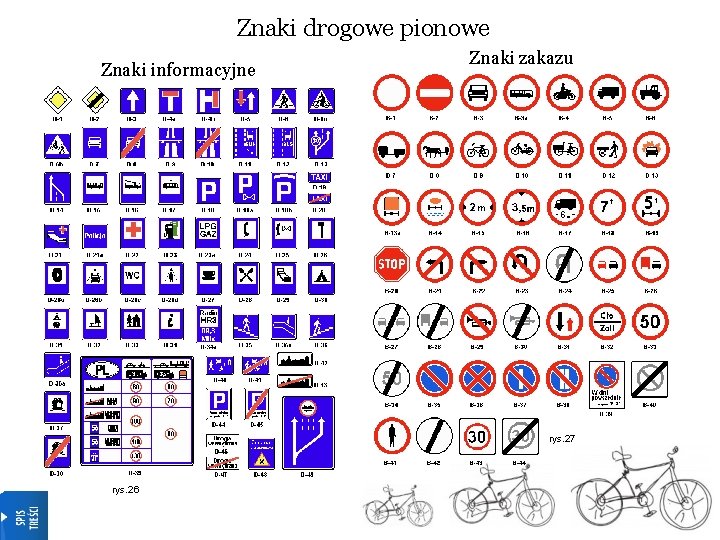 Znaki drogowe pionowe Znaki informacyjne Znaki zakazu rys. 27 rys. 26 