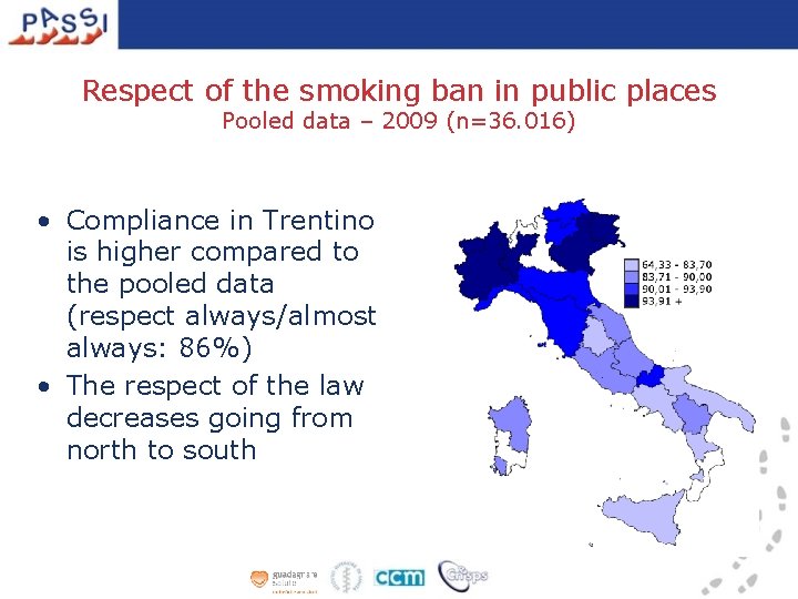 Respect of the smoking ban in public places Pooled data – 2009 (n=36. 016)