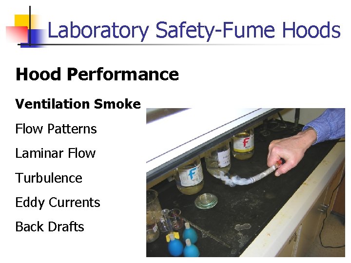 Laboratory Safety-Fume Hoods Hood Performance Ventilation Smoke Flow Patterns Laminar Flow Turbulence Eddy Currents