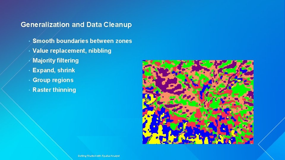 Generalization and Data Cleanup • Smooth boundaries between zones • Value replacement, nibbling •