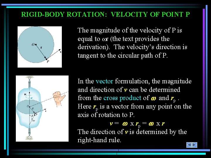 RIGID-BODY ROTATION: VELOCITY OF POINT P The magnitude of the velocity of P is
