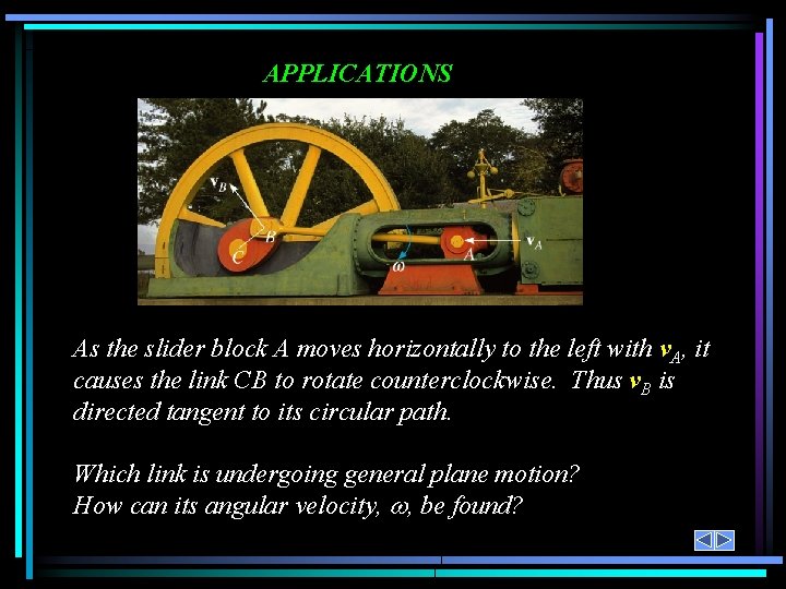 APPLICATIONS As the slider block A moves horizontally to the left with v. A,