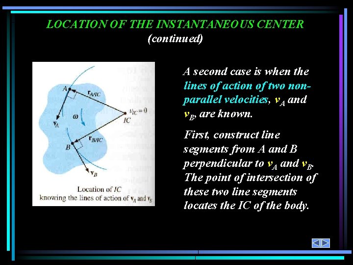 LOCATION OF THE INSTANTANEOUS CENTER (continued) A second case is when the lines of