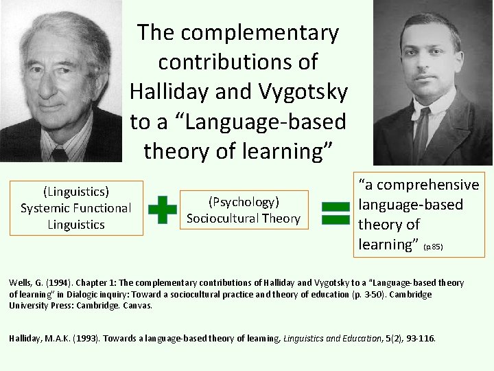 The complementary contributions of Halliday and Vygotsky to a “Language-based theory of learning” (Linguistics)