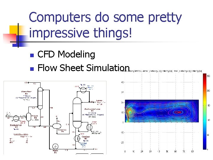 Computers do some pretty impressive things! n n CFD Modeling Flow Sheet Simulation 