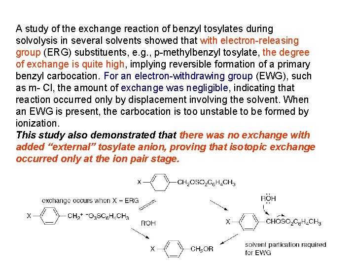 A study of the exchange reaction of benzyl tosylates during solvolysis in several solvents