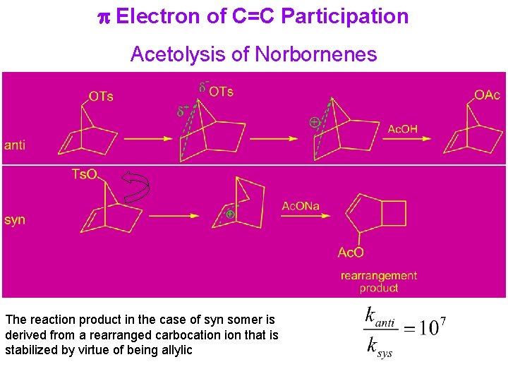 p Electron of C=C Participation Acetolysis of Norbornenes The reaction product in the case