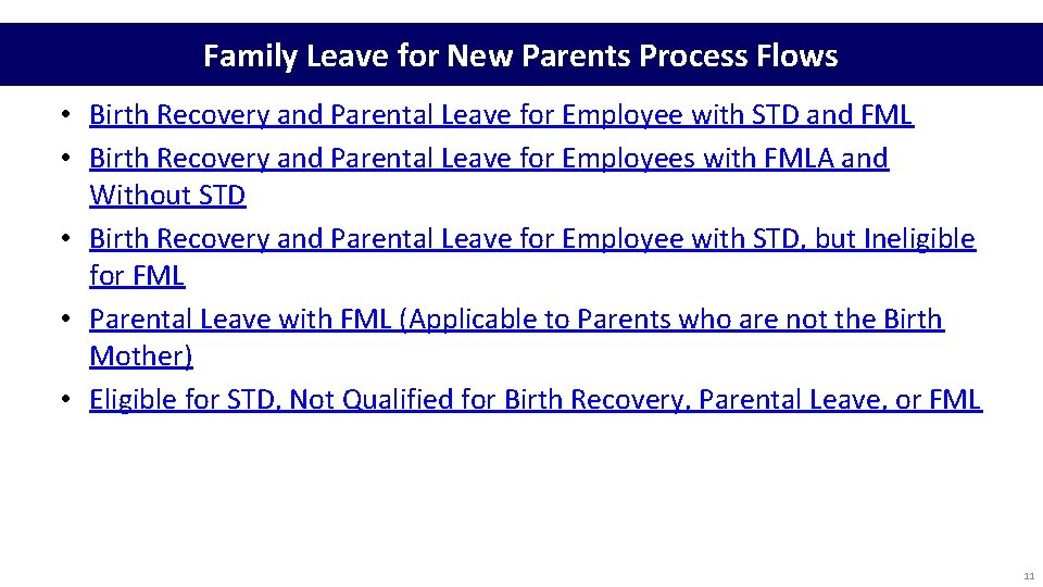 Family Leave for New Parents Process Flows • Birth Recovery and Parental Leave for