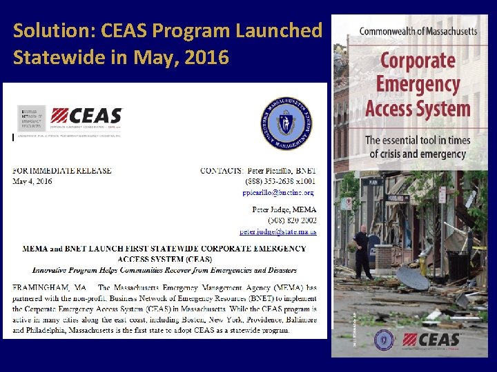 Solution: CEAS Program Launched Statewide in May, 2016 