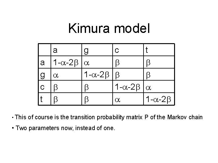 Kimura model a a 1 - -2 g c t • This g 1