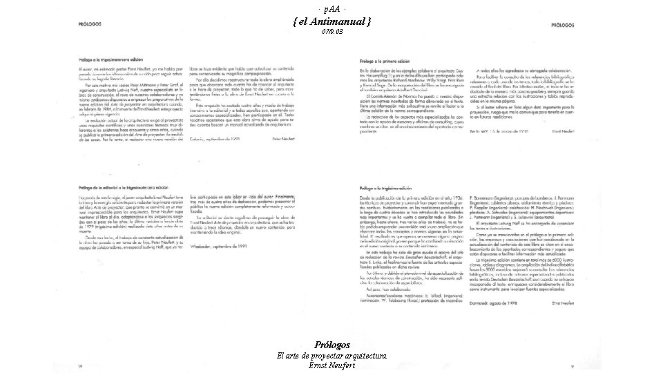 · p. AA · { el Antimanual } 07/9. 03 Prólogos El arte de