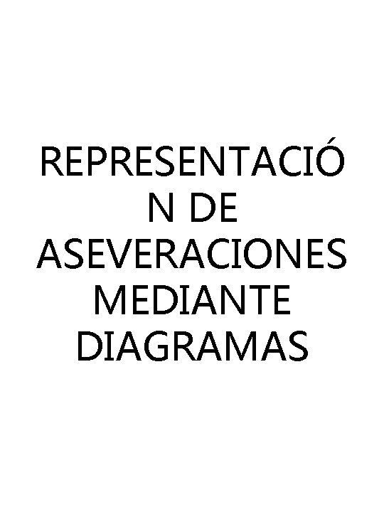 REPRESENTACIÓ N DE ASEVERACIONES MEDIANTE DIAGRAMAS REPRESENTACIÓ N DE ASEVERACIONES MEDIANTE DIAGRAMAS