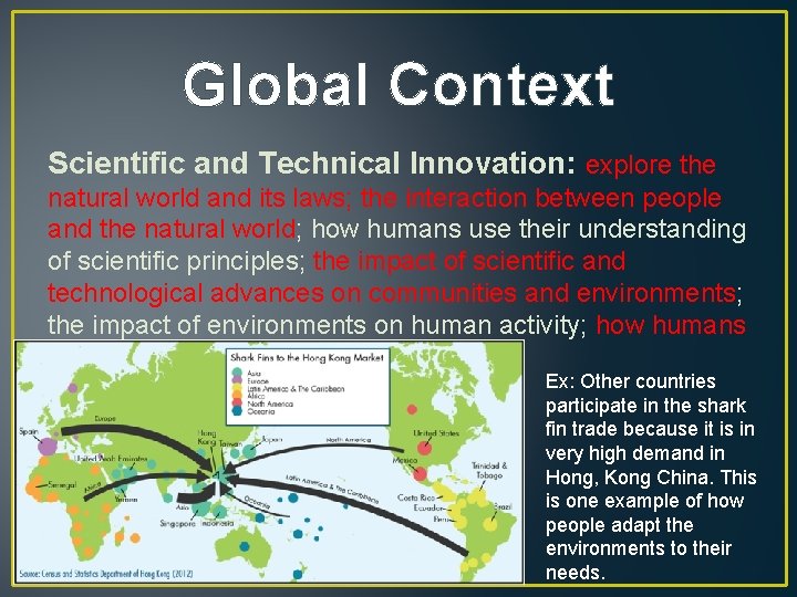 Global Context Scientific and Technical Innovation: explore the natural world and its laws; the