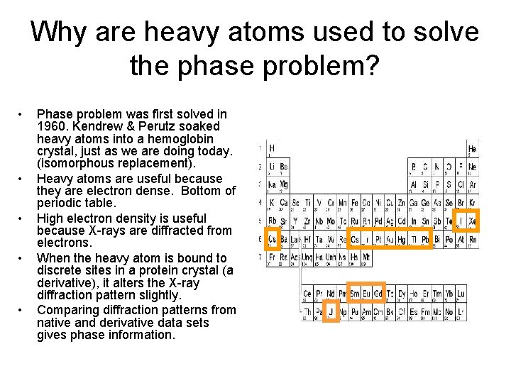 Why are heavy atoms used to solve the phase problem? • • • Phase