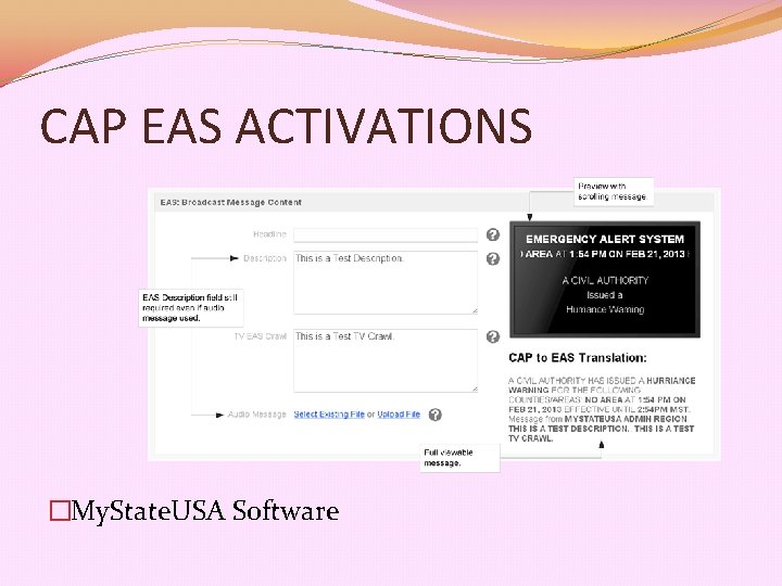CAP EAS ACTIVATIONS �My. State. USA Software 