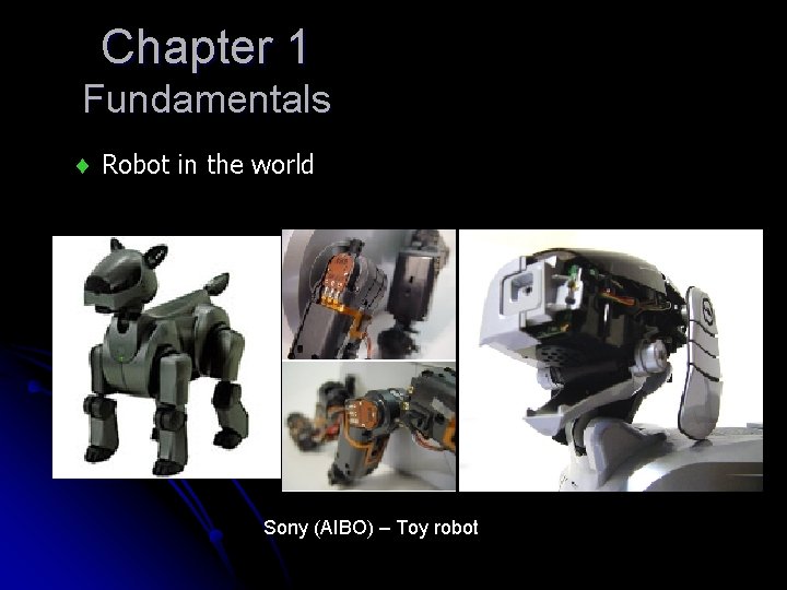 Chapter 1 Fundamentals Robot in the world Sony (AIBO) – Toy robot Chapter 1 Fundamentals Robot in the world Sony (AIBO) – Toy robot