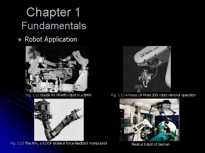 Chapter 1 Fundamentals Robot Application Fig. 1. 12 Staubli RX FRAMS robot in a Chapter 1 Fundamentals Robot Application Fig. 1. 12 Staubli RX FRAMS robot in a
