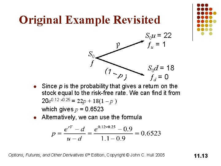 Original Example Revisited p S 0 ƒ l l (1 – p) S 0