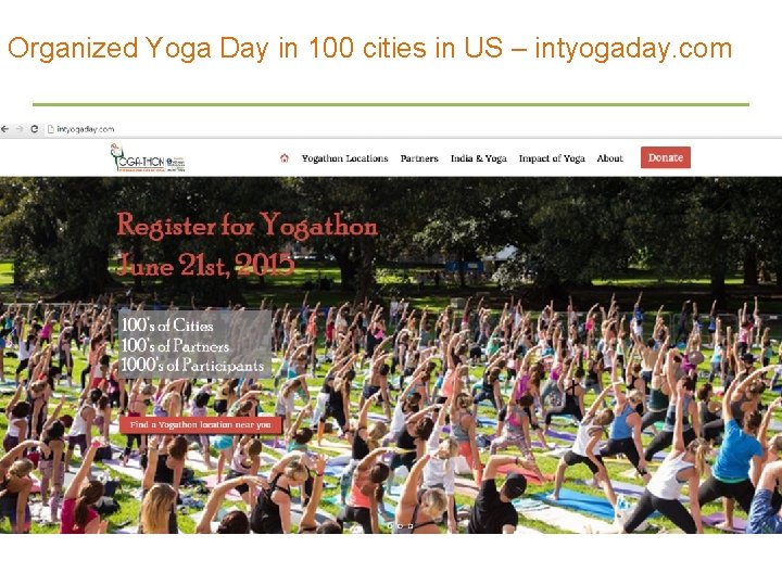 Organized Yoga Day in 100 cities in US – intyogaday. com 