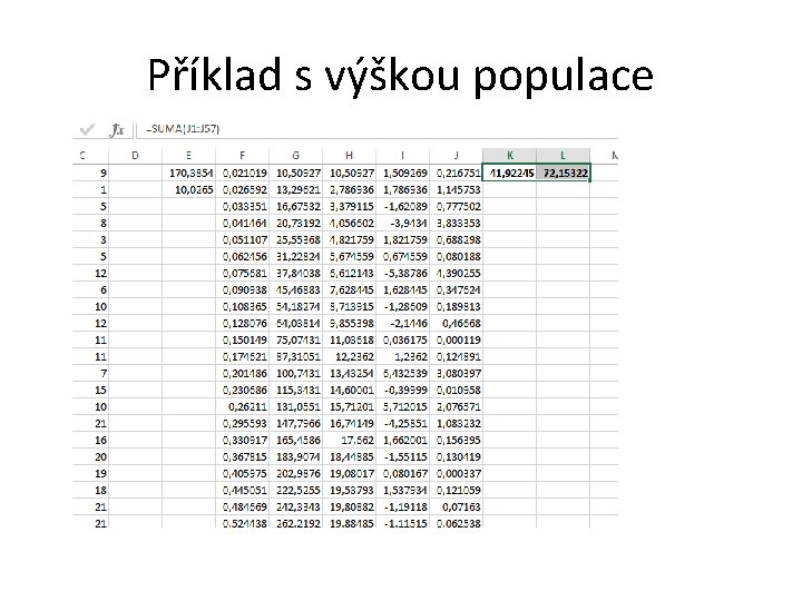 Příklad s výškou populace 