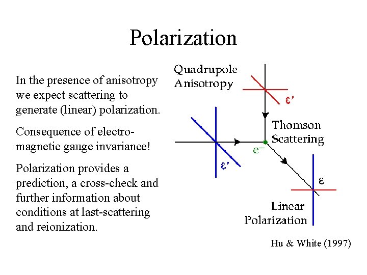 Polarization In the presence of anisotropy we expect scattering to generate (linear) polarization. Consequence