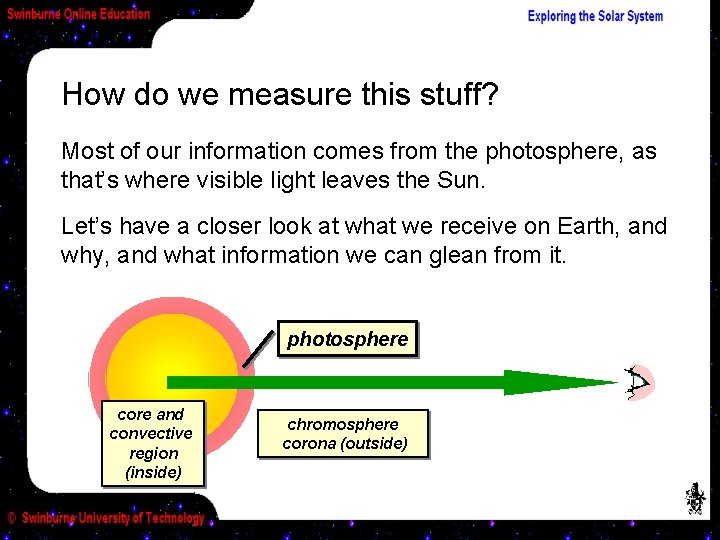 How do we measure this stuff? Most of our information comes from the photosphere,