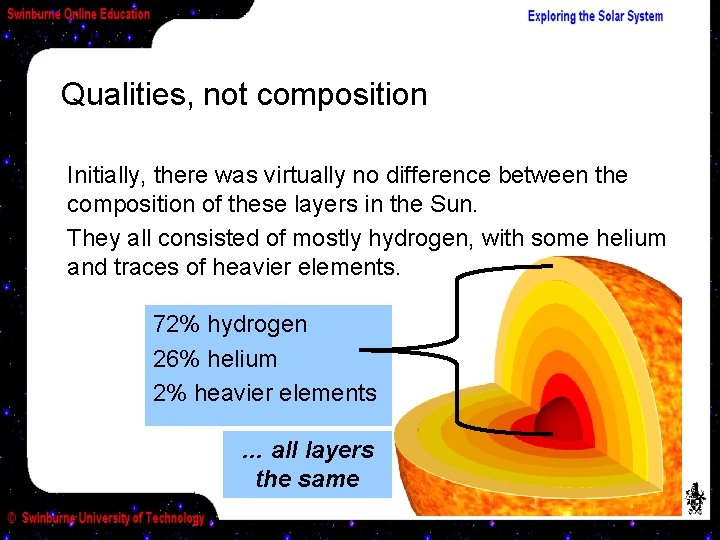 Qualities, not composition Initially, there was virtually no difference between the composition of these