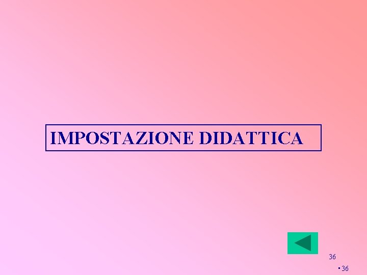 IMPOSTAZIONE DIDATTICA 36 • 36 