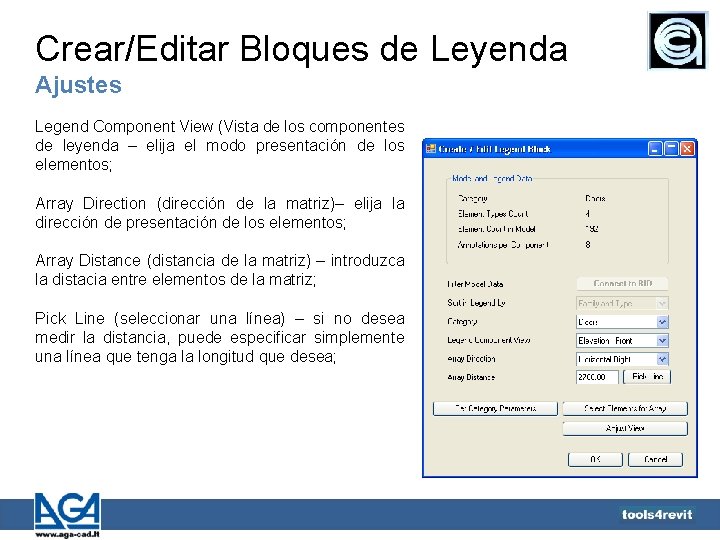 Crear/Editar Bloques de Leyenda Ajustes Legend Component View (Vista de los componentes de leyenda