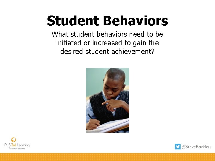 Student Behaviors What student behaviors need to be initiated or increased to gain the