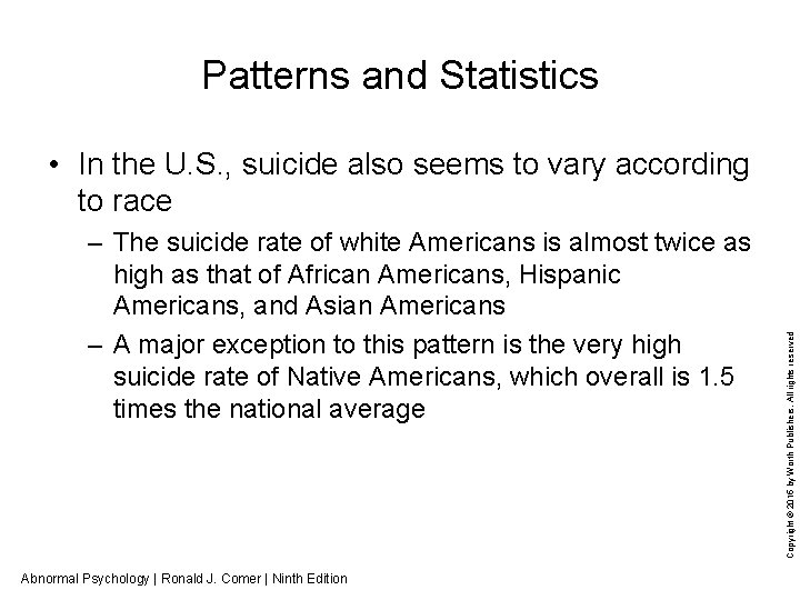 Patterns and Statistics – The suicide rate of white Americans is almost twice as