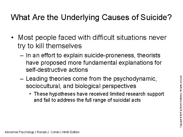 What Are the Underlying Causes of Suicide? – In an effort to explain suicide-proneness,