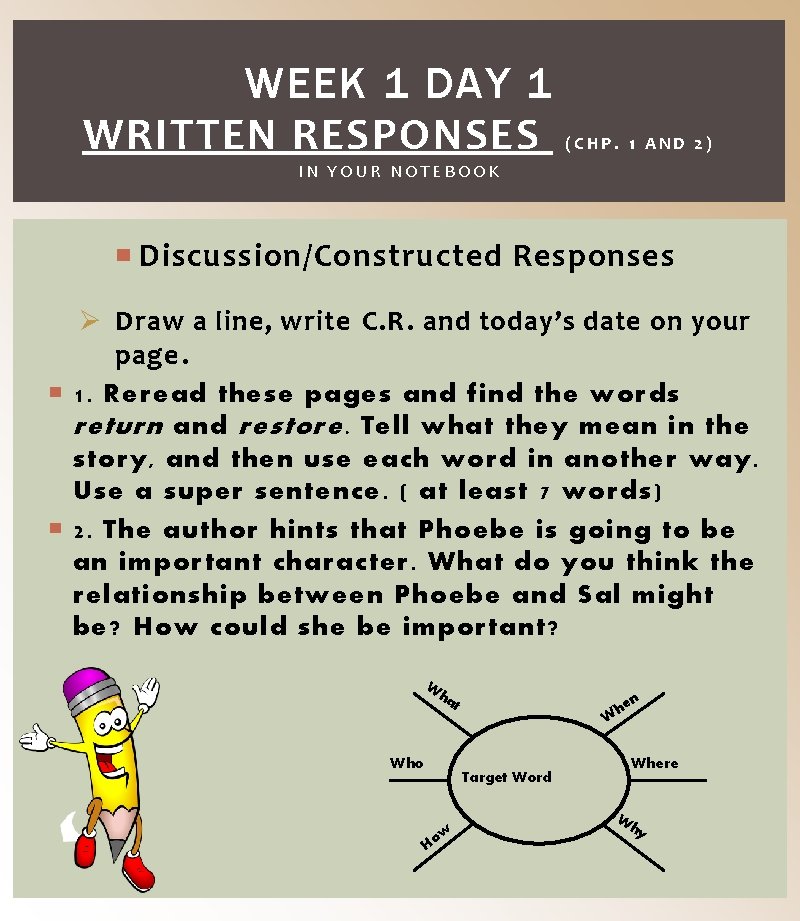 WEEK 1 DAY 1 WRITTEN RESPONSES ( C H P. 1 A N D