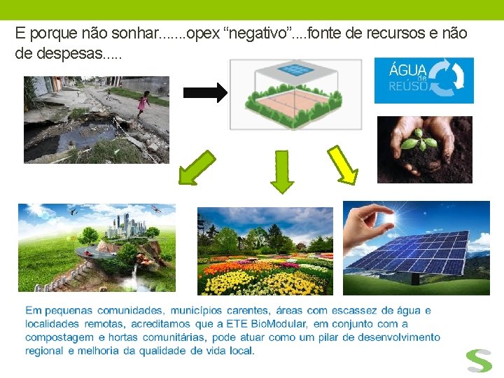 E porque não sonhar. . . . opex “negativo”. . fonte de recursos e