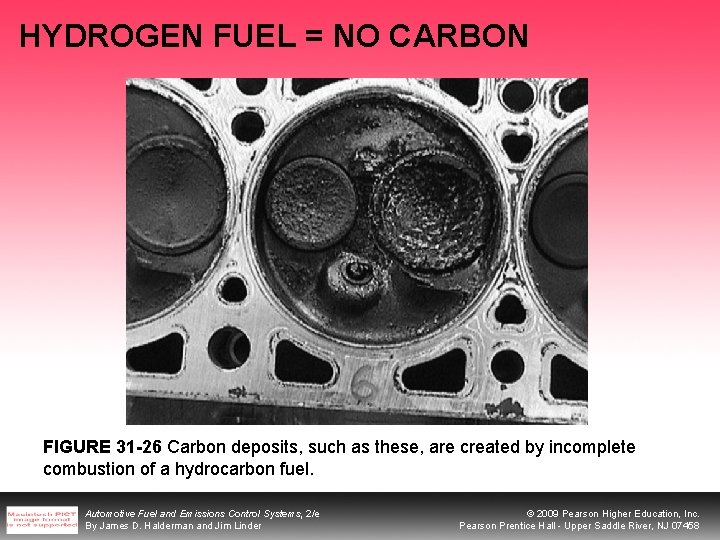 HYDROGEN FUEL = NO CARBON FIGURE 31 -26 Carbon deposits, such as these, are