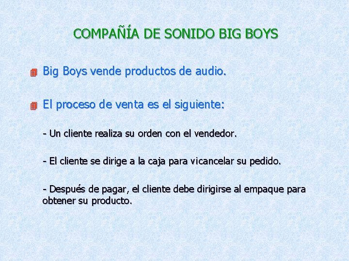 COMPAÑÍA DE SONIDO BIG BOYS 4 Big Boys vende productos de audio. 4 El