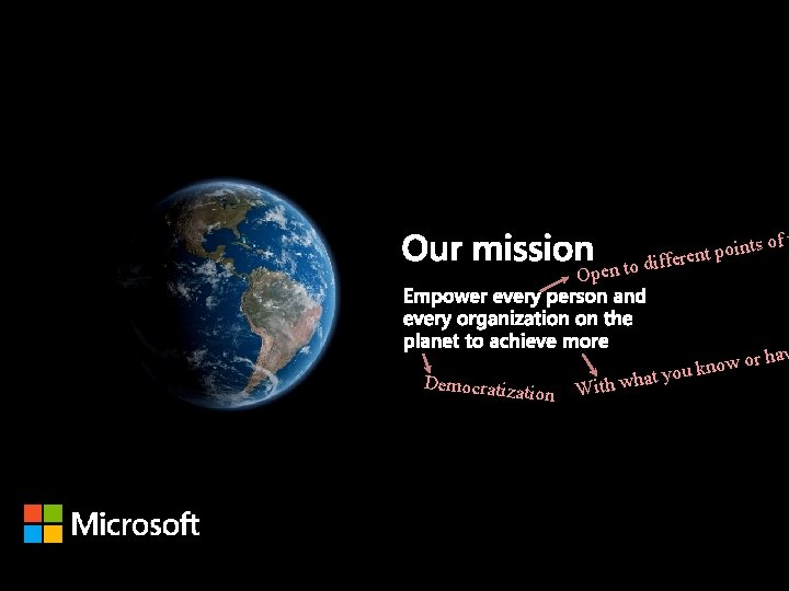 s of Open to point t n e r e f dif Democratiza tion