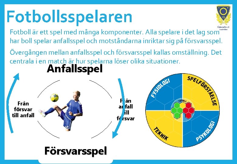 Fotbollsspelaren Fotboll är ett spel med många komponenter. Alla spelare i det lag som