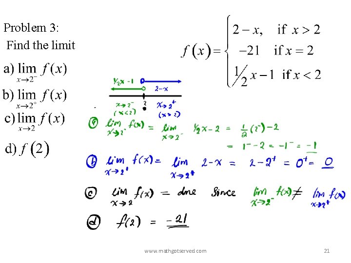 Problem 3: Find the limit www. mathgotserved. com 21 