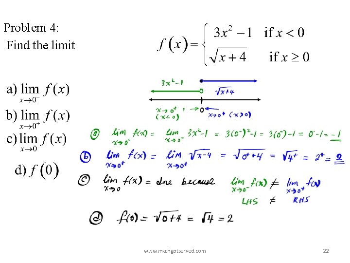 Problem 4: Find the limit www. mathgotserved. com 22 