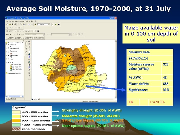 Average Soil Moisture, 1970 -2000, at 31 July Maize available water in 0 -100