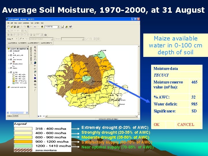 Average Soil Moisture, 1970 -2000, at 31 August Maize available water in 0 -100