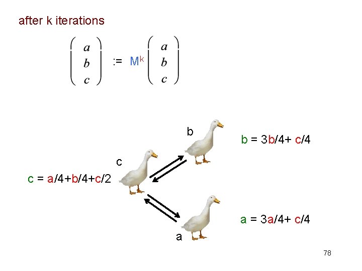 after k iterations : = Mk b b = 3 b/4+ c/4 c c