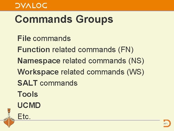 Commands Groups File commands Function related commands (FN) Namespace related commands (NS) Workspace related