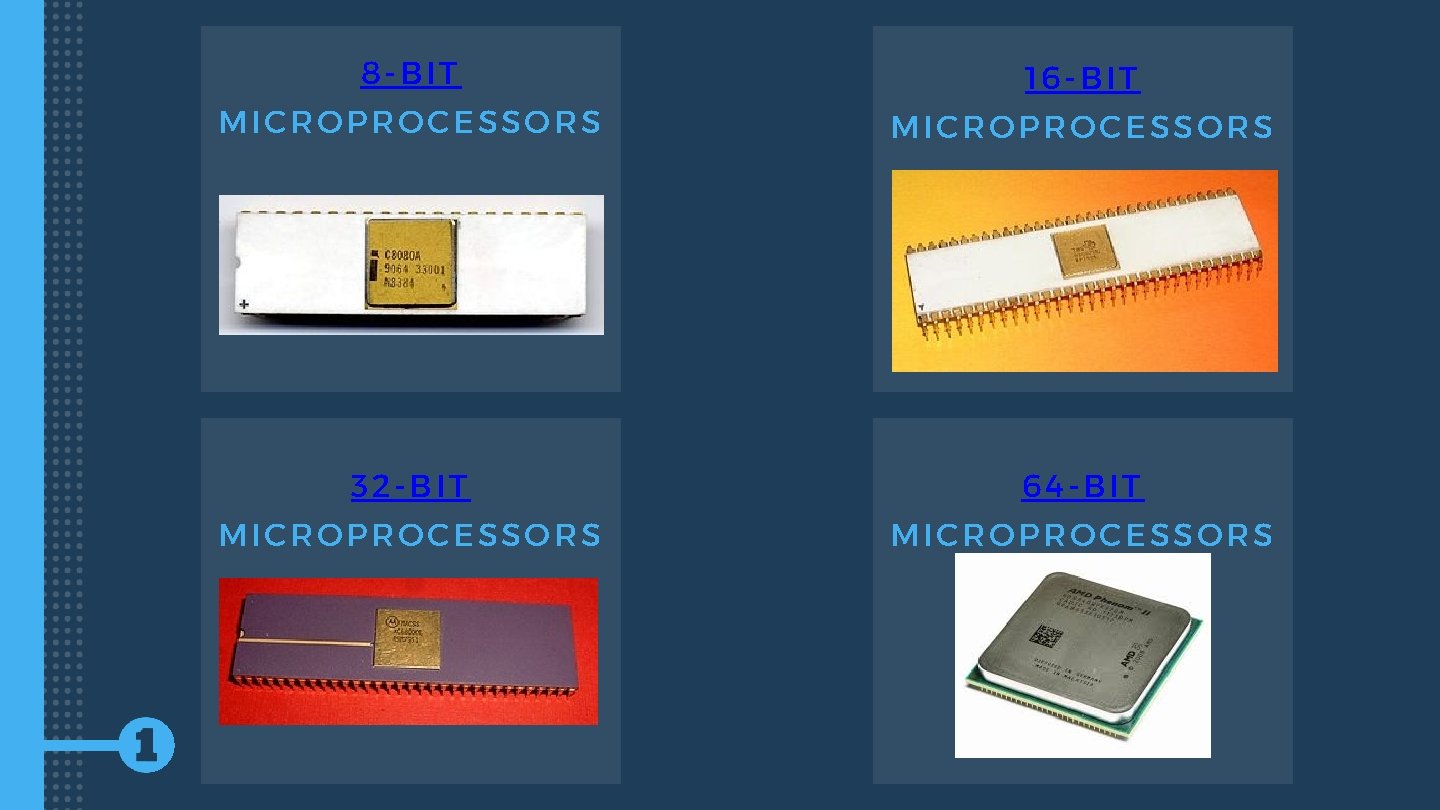 8 -BIT 16 -BIT MICROPROCESSORS 32 -BIT 64 -BIT MICROPROCESSORS 