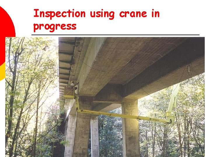 Inspection using crane in progress 