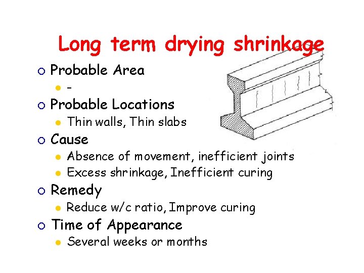 Long term drying shrinkage ¡ Probable Area l ¡ Probable Locations l ¡ l